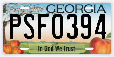 GA license plate PSF0394