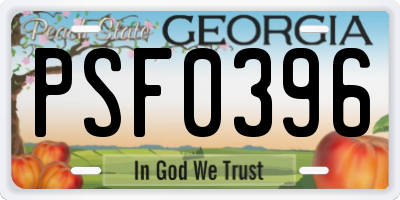 GA license plate PSF0396