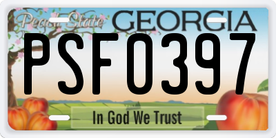 GA license plate PSF0397
