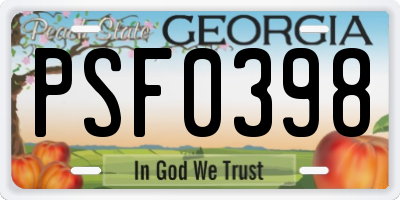 GA license plate PSF0398