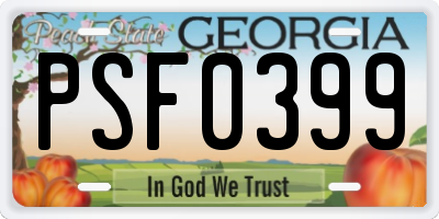 GA license plate PSF0399