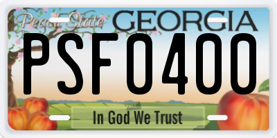 GA license plate PSF0400