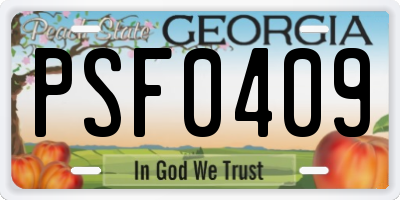 GA license plate PSF0409