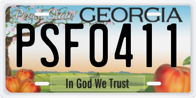 GA license plate PSF0411