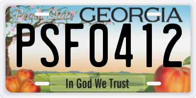 GA license plate PSF0412