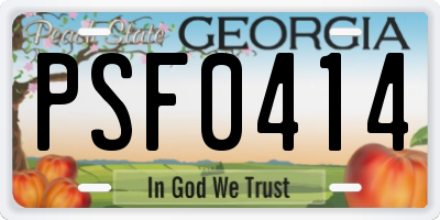 GA license plate PSF0414