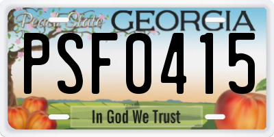 GA license plate PSF0415