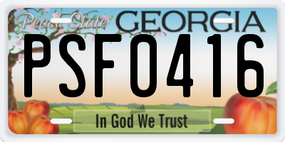 GA license plate PSF0416