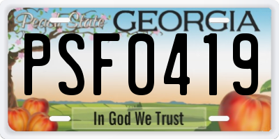 GA license plate PSF0419