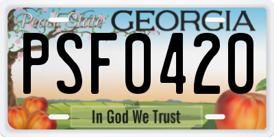 GA license plate PSF0420