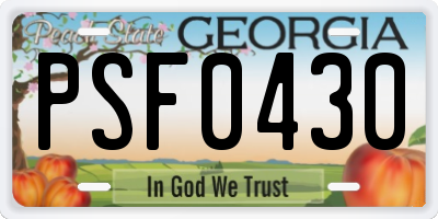 GA license plate PSF0430