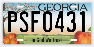 GA license plate PSF0431