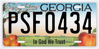 GA license plate PSF0434