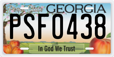 GA license plate PSF0438