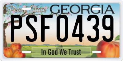 GA license plate PSF0439