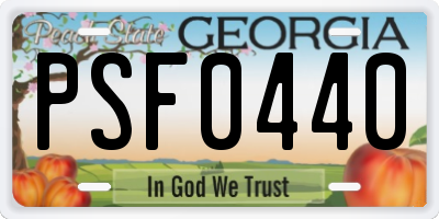 GA license plate PSF0440