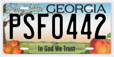 GA license plate PSF0442