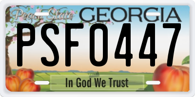 GA license plate PSF0447