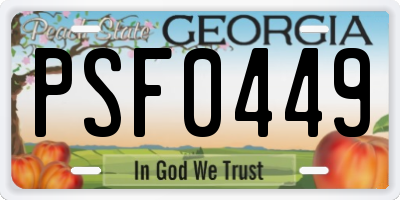 GA license plate PSF0449
