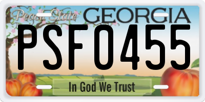 GA license plate PSF0455