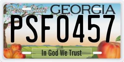 GA license plate PSF0457