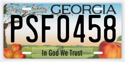 GA license plate PSF0458