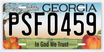 GA license plate PSF0459