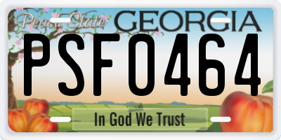 GA license plate PSF0464