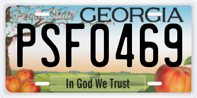GA license plate PSF0469