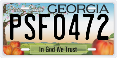 GA license plate PSF0472