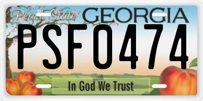 GA license plate PSF0474