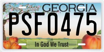 GA license plate PSF0475