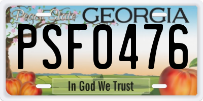 GA license plate PSF0476