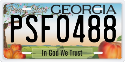 GA license plate PSF0488