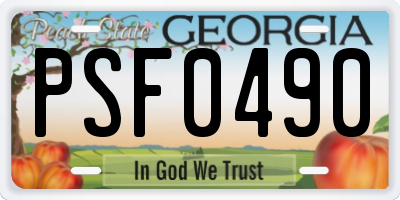GA license plate PSF0490