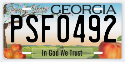 GA license plate PSF0492
