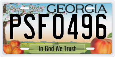GA license plate PSF0496