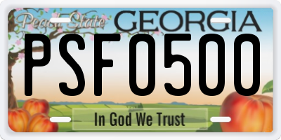 GA license plate PSF0500