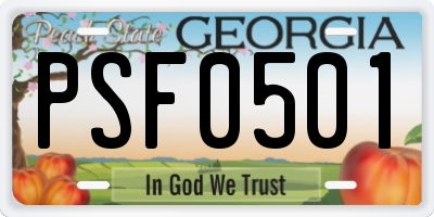 GA license plate PSF0501