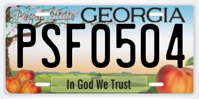 GA license plate PSF0504
