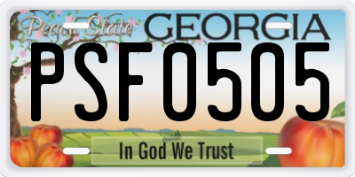 GA license plate PSF0505
