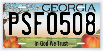GA license plate PSF0508