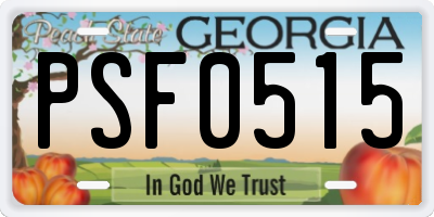 GA license plate PSF0515