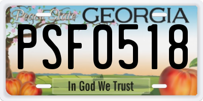 GA license plate PSF0518