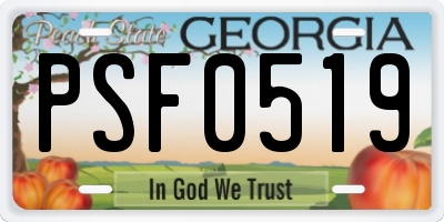 GA license plate PSF0519