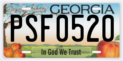GA license plate PSF0520