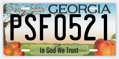 GA license plate PSF0521