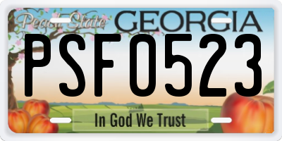 GA license plate PSF0523