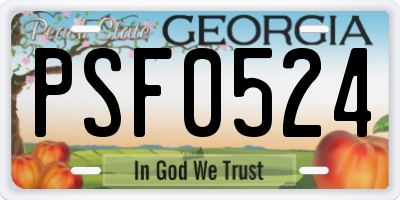 GA license plate PSF0524