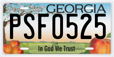 GA license plate PSF0525